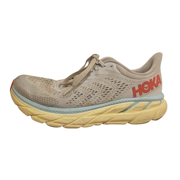 Hoka One One Women's Clifton 7 Lace Up Running Shoes Sneakers Size 7.5 Red Gray - Picture 6 of 6